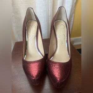Jessica Simpson burgundy heels